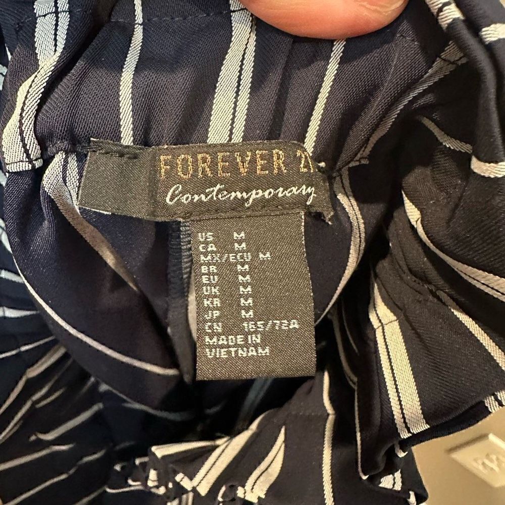 Forever 21 Navy & White Paperbag Belted Shorts